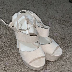 Aldo cream white wedge heel sandal summer